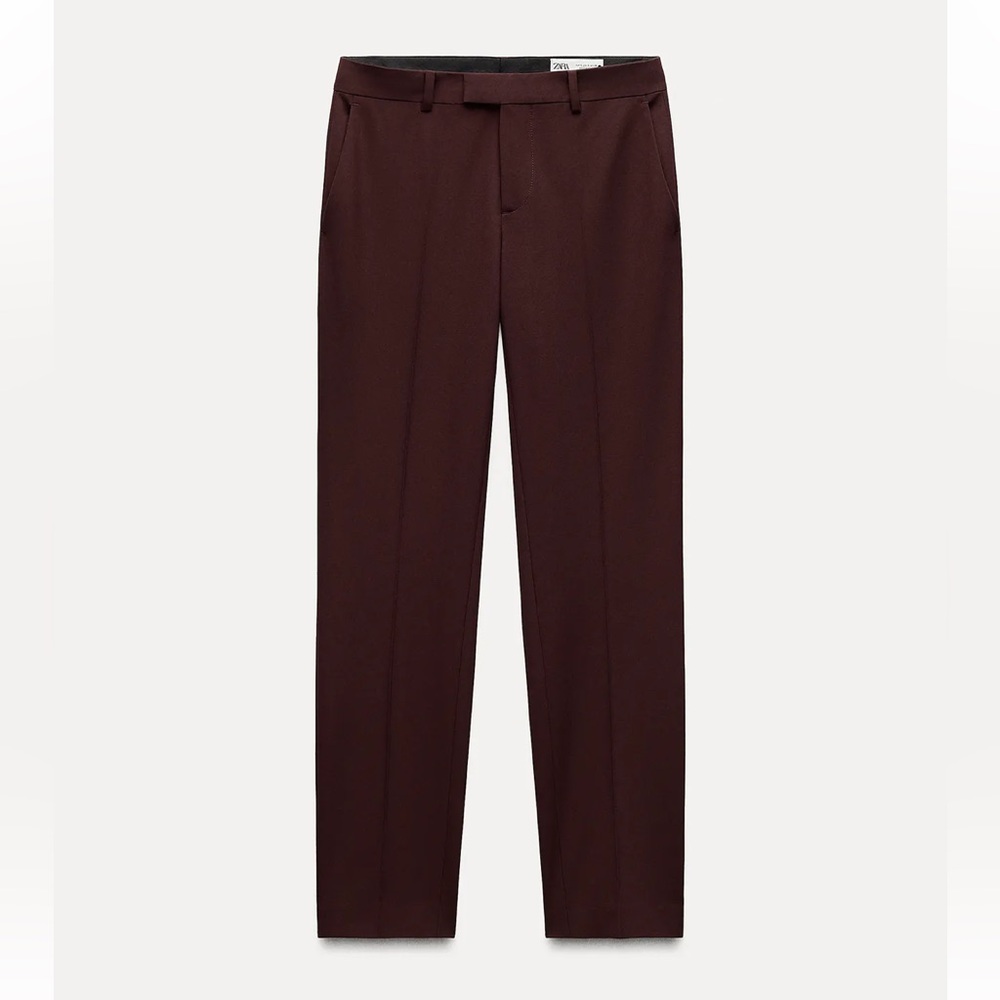 Zara Straight-Leg Dress Pants - Burgundy